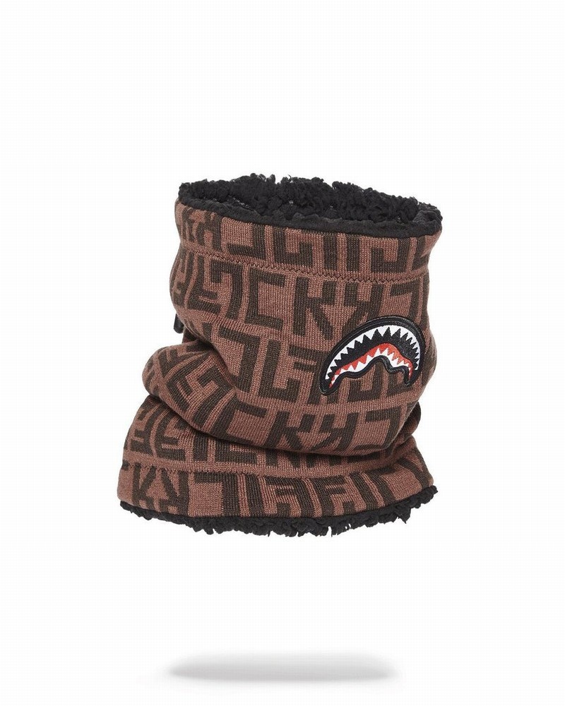 Brown Sprayground Offended Women's Neck Warmer | 665871736