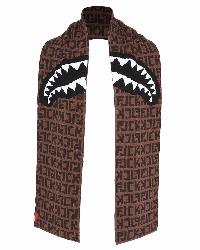 Brown Sprayground Offended Women\'s Scarves | 440026007