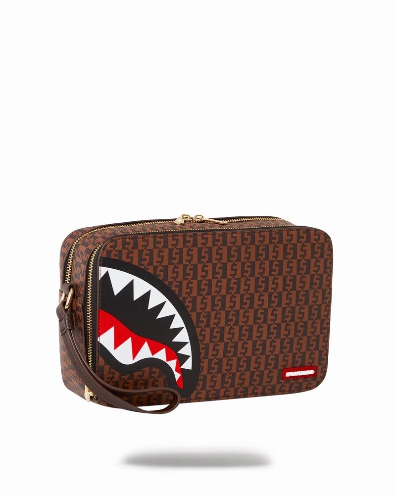 Brown Sprayground Pochette Og - Money Checkered Men's Toiletry Bags | 39971934