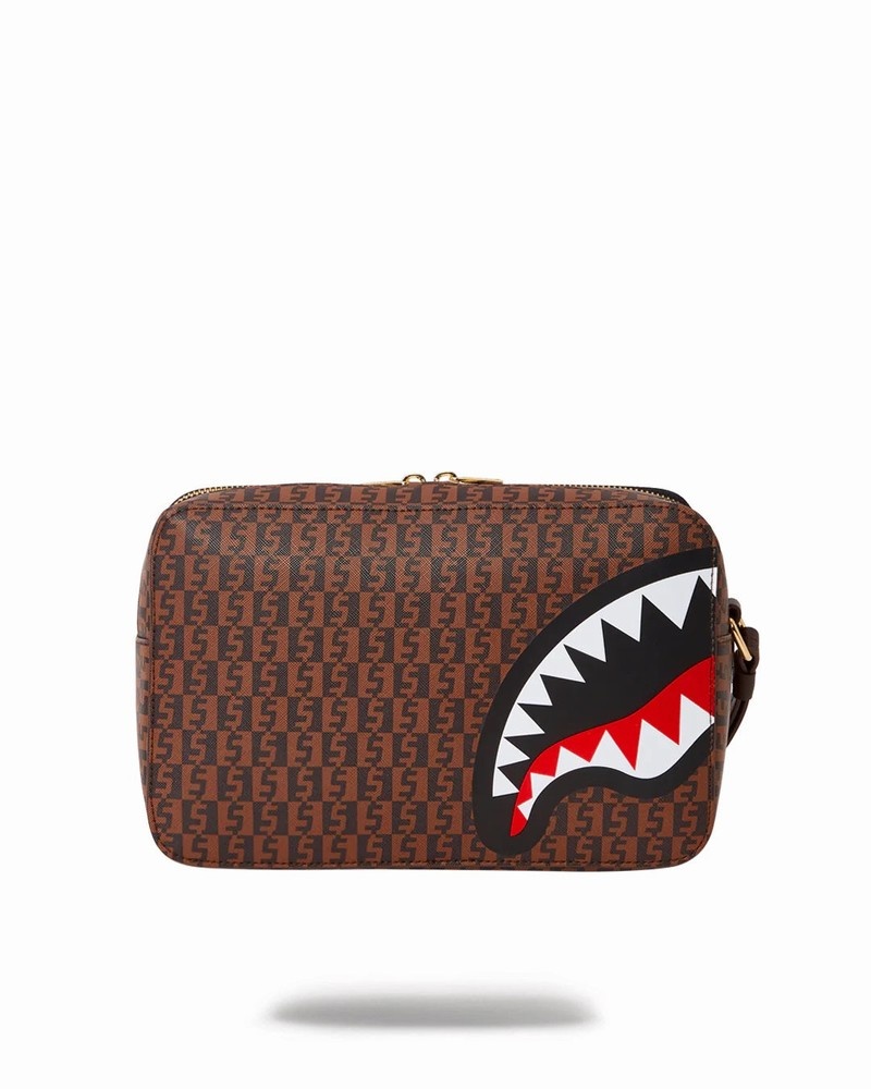 Brown Sprayground Pochette Og - Money Checkered Men's Toiletry Bags | 39971934