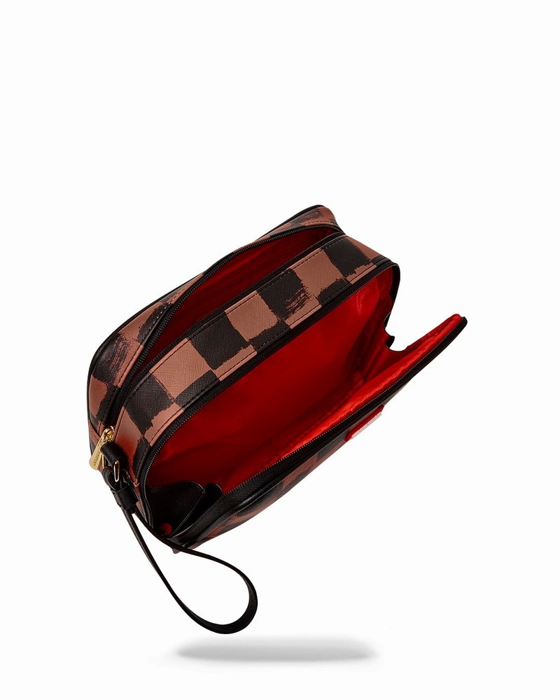 Brown Sprayground Pochette Sharks In Paris Painted Men's Toiletry Bags | 928449153