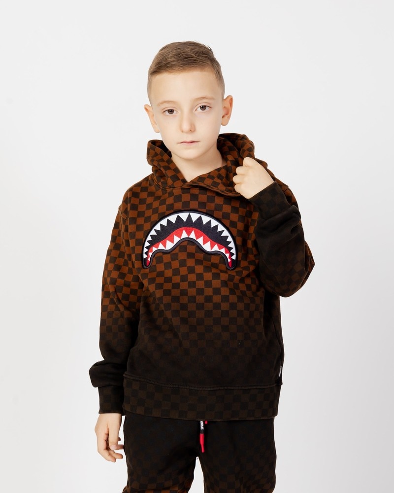 Brown Sprayground Shade Check Kids\' Hoodie | 739021340