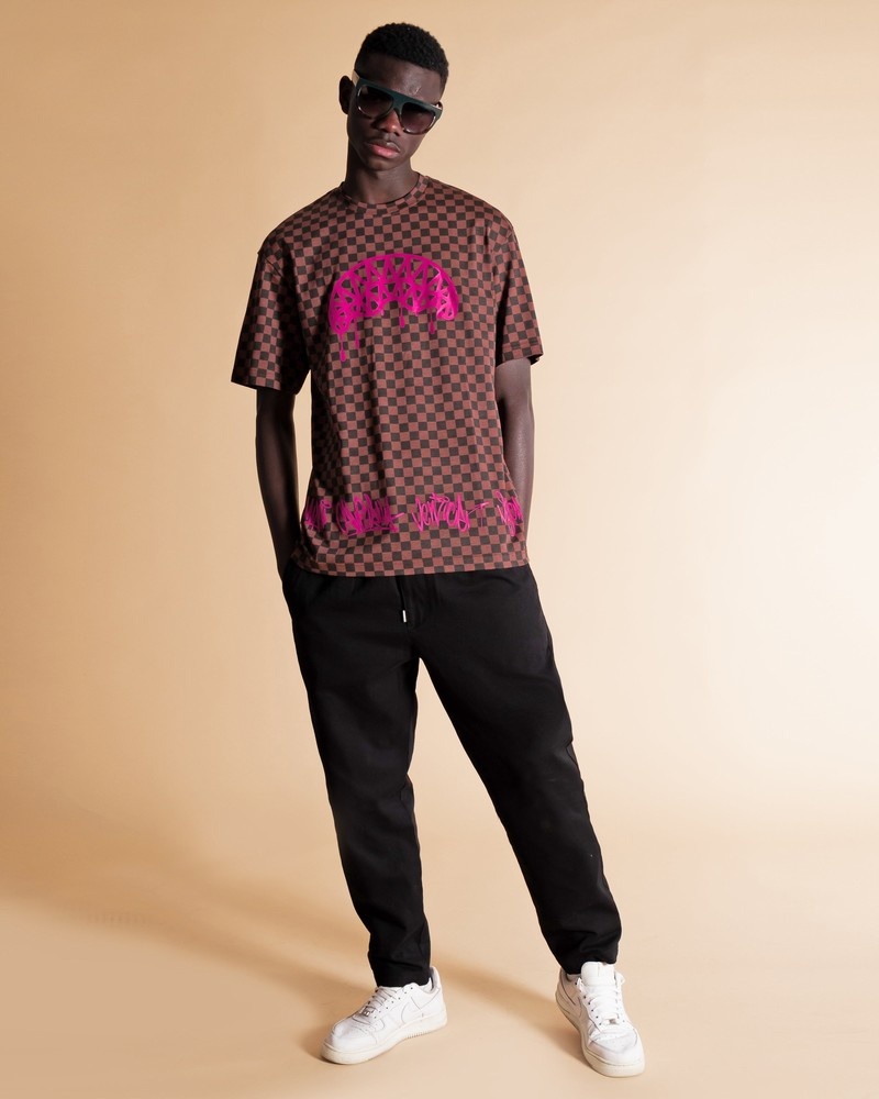 Brown Sprayground Sharks In Ny Men's T Shirts | 552093658