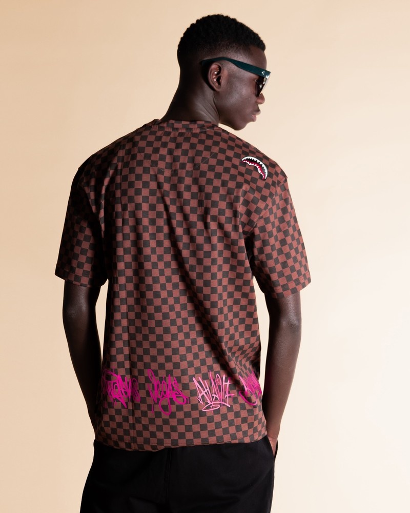 Brown Sprayground Sharks In Ny Men's T Shirts | 552093658
