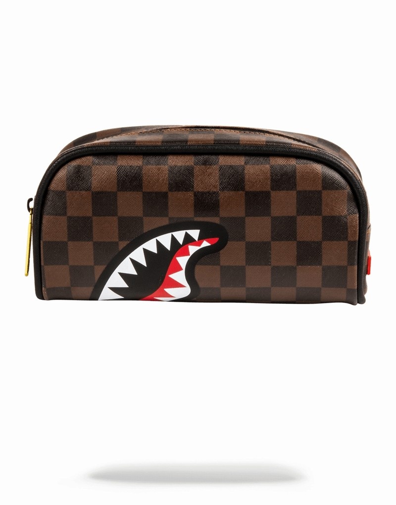 Brown Sprayground Sharks In Paris Men's Pouches | 267467519