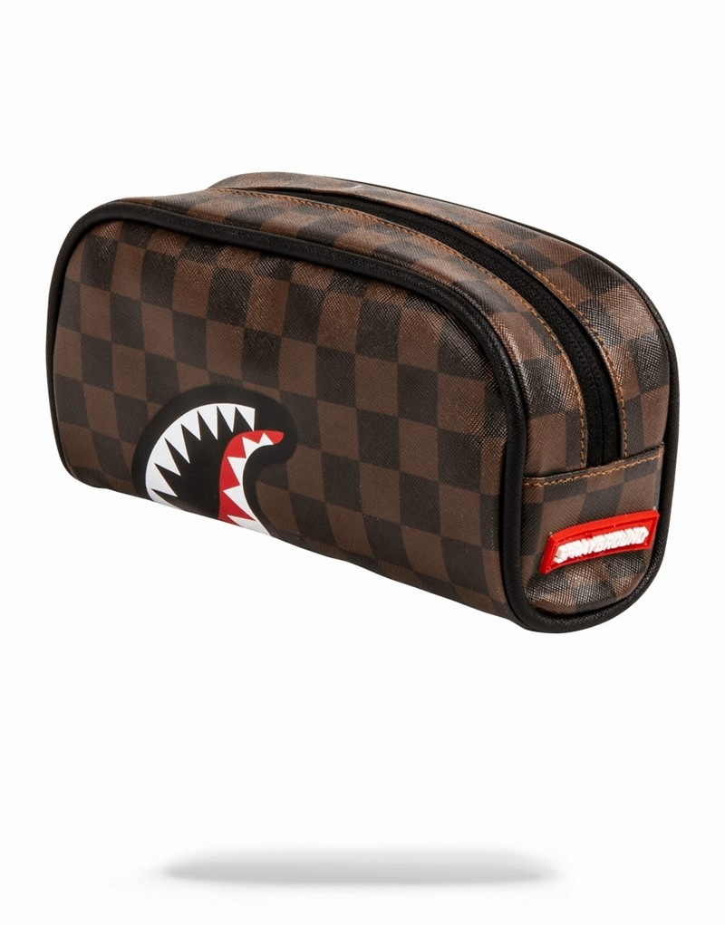Brown Sprayground Sharks In Paris Men's Pouches | 267467519