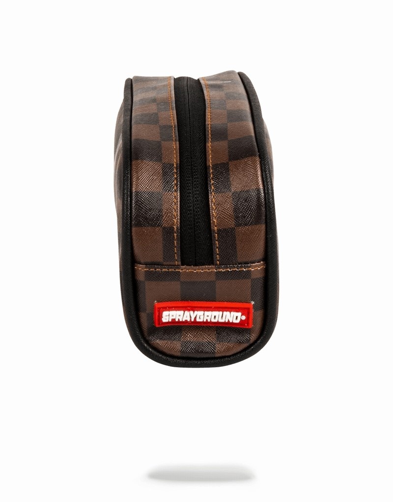 Brown Sprayground Sharks In Paris Men's Pouches | 267467519