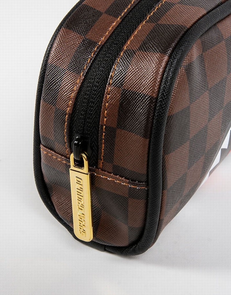 Brown Sprayground Sharks In Paris Men's Pouches | 267467519