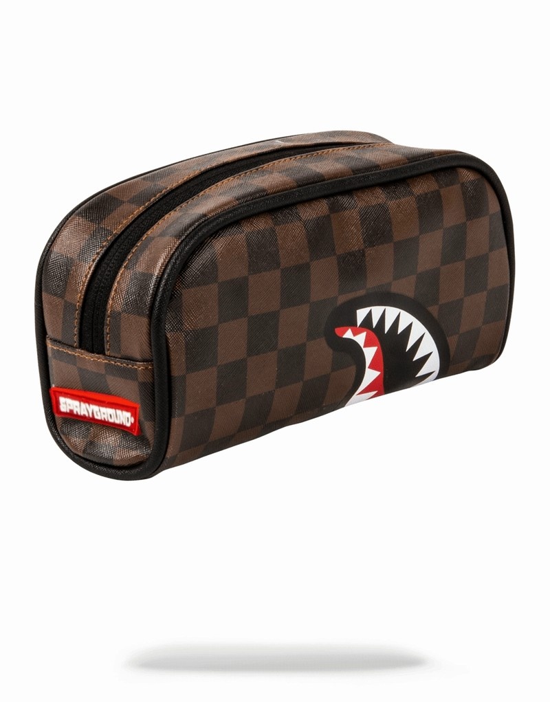 Brown Sprayground Sharks In Paris Men\'s Pouches | 267467519