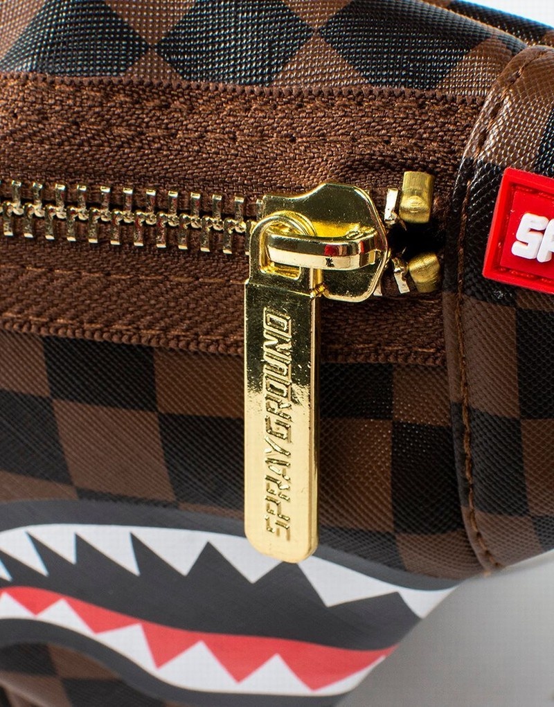 Brown Sprayground Sharks In Paris Men's Waist Bags | 758293233