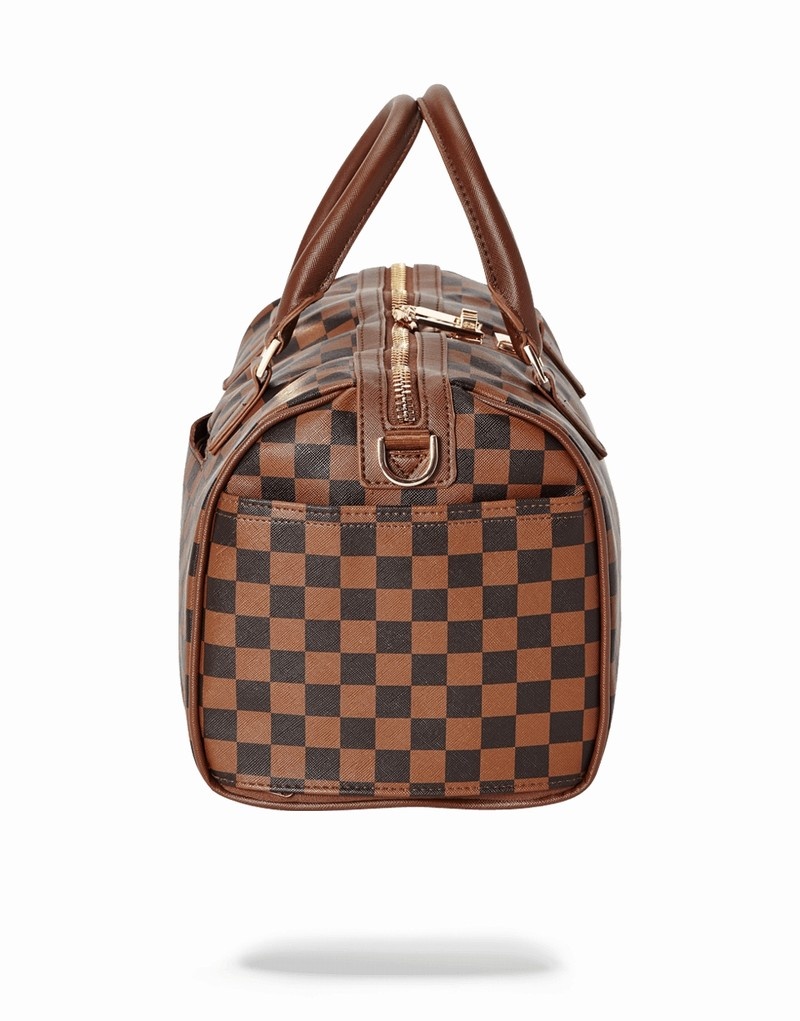 Brown Sprayground Sharks In Paris Mini Men's Duffle Bags | 111090398