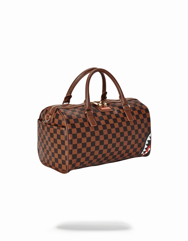 Brown Sprayground Sharks In Paris Mini Men's Duffle Bags | 111090398
