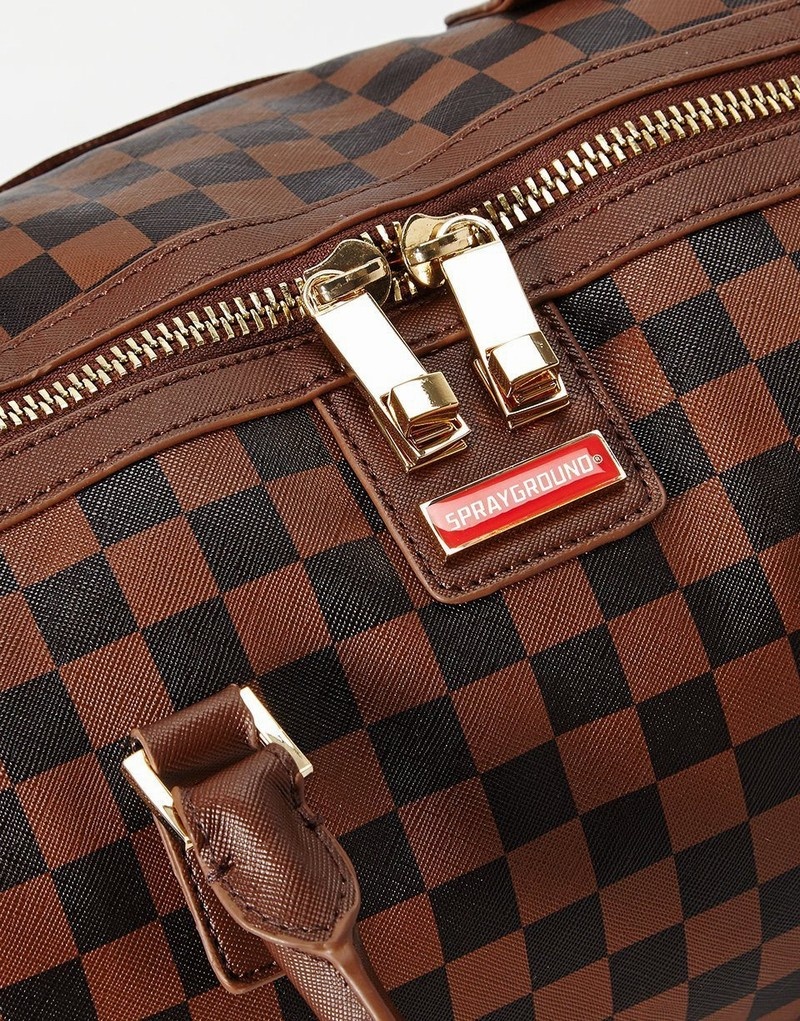 Brown Sprayground Sharks In Paris Mini Men's Duffle Bags | 111090398