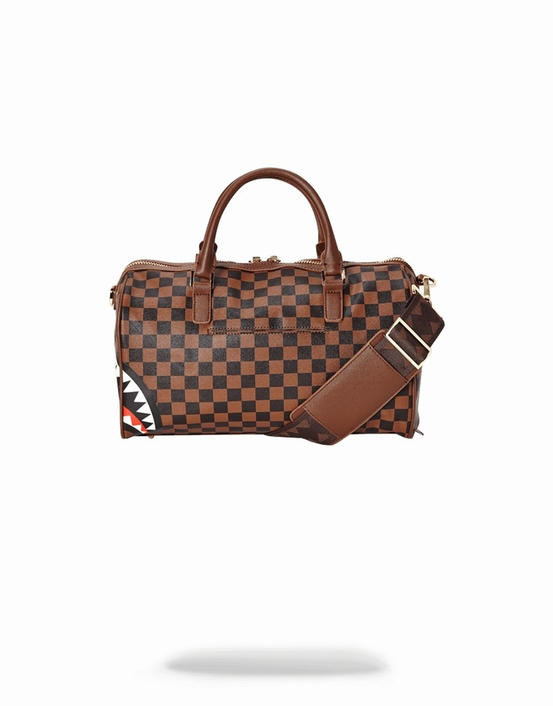 Brown Sprayground Sharks In Paris Mini Men\'s Duffle Bags | 111090398