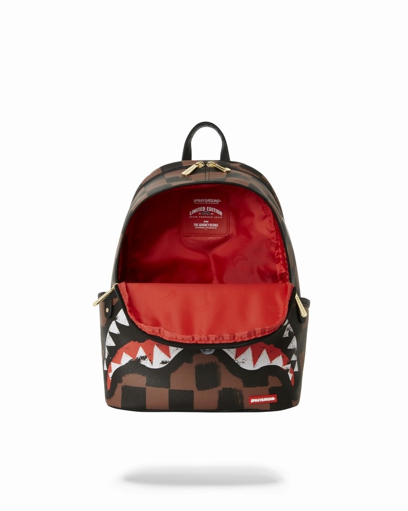 Brown Sprayground Sharks In Paris Vanquish Savage Men's Backpacks | 591005914