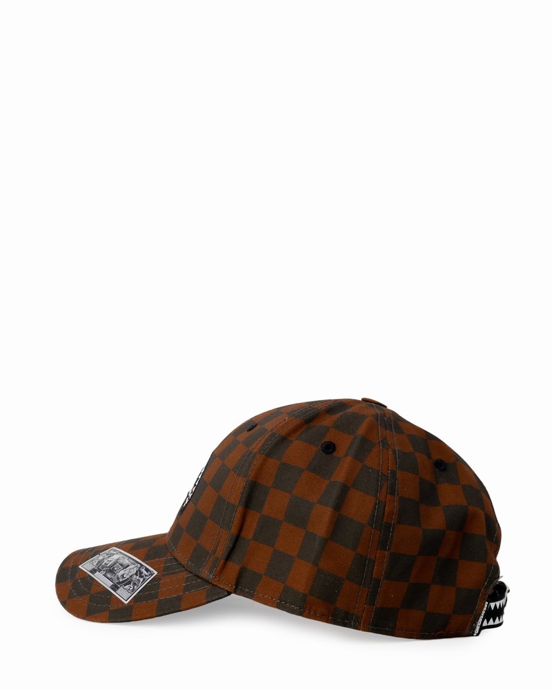 Brown Sprayground Smooth Check Men's Caps | 724123969