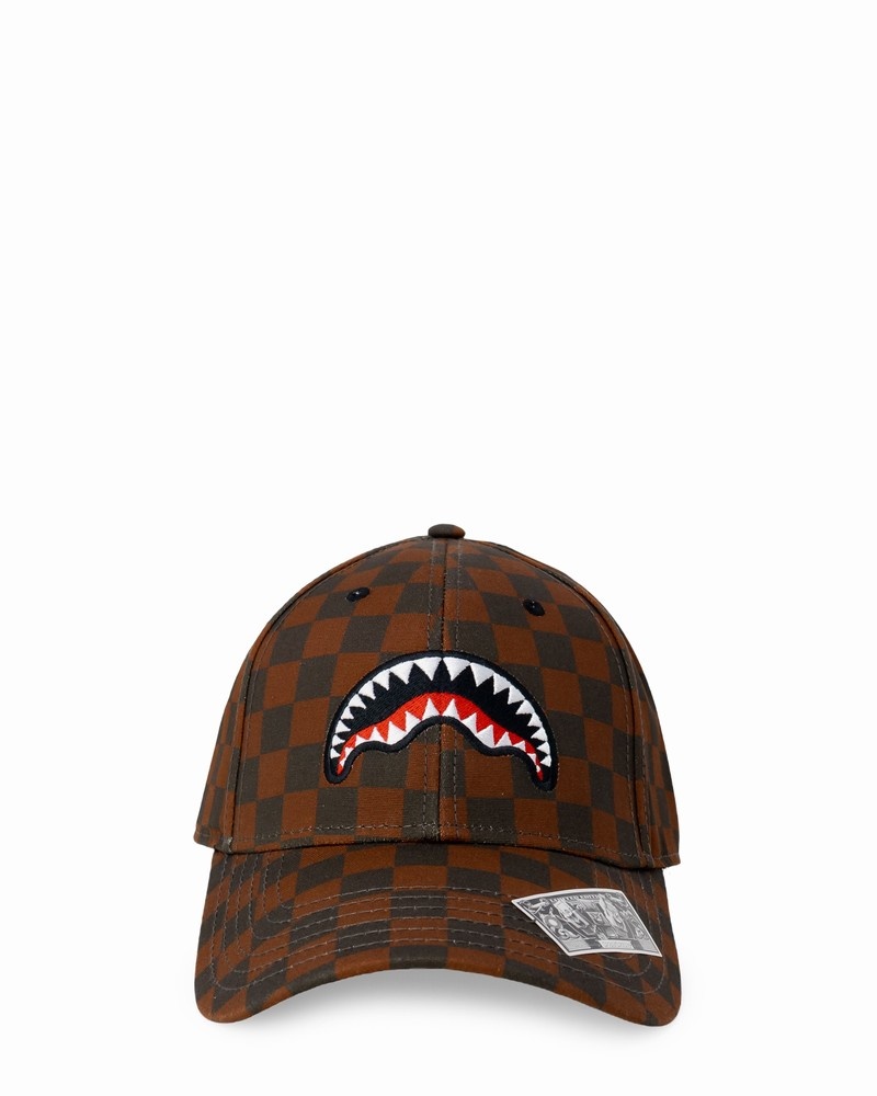 Brown Sprayground Smooth Check Men\'s Caps | 724123969