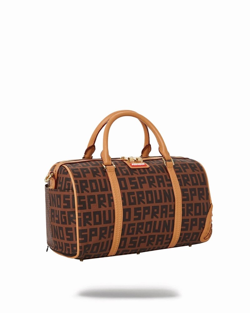 Brown Sprayground Split Infiniti Check Mini Men's Duffle Bags | 325325071