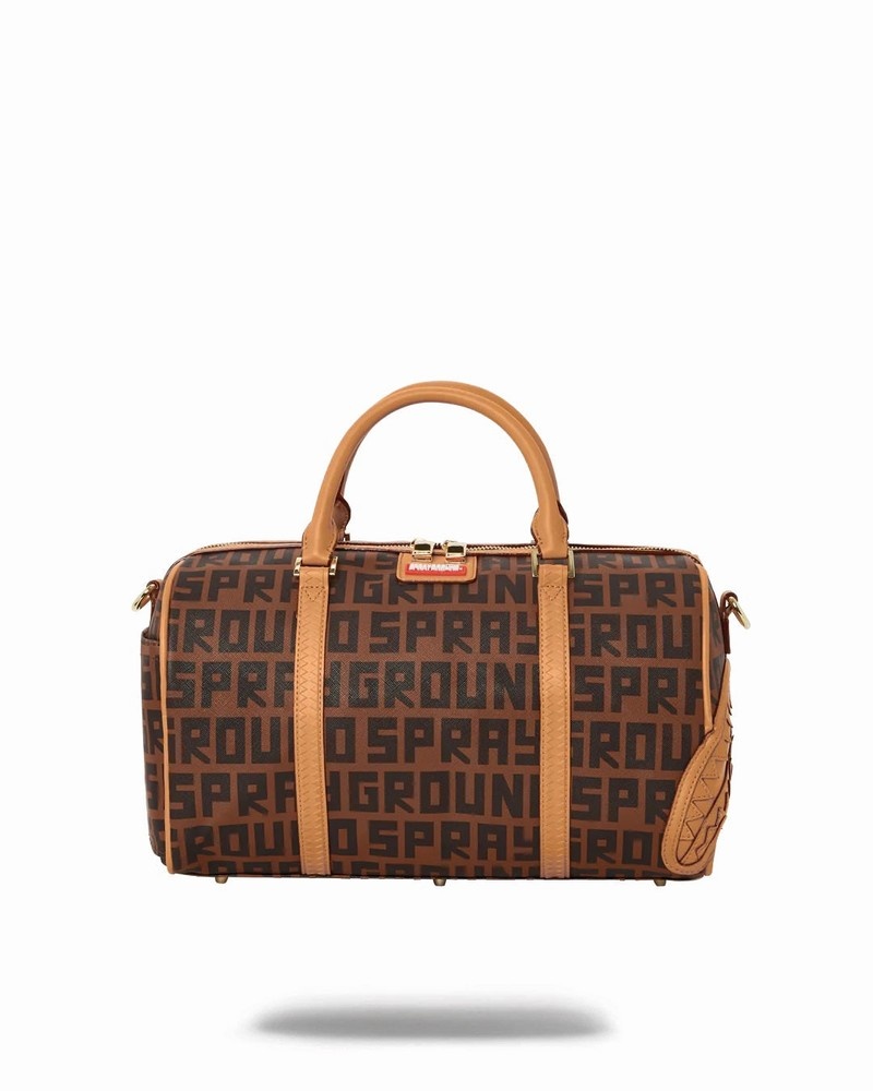 Brown Sprayground Split Infiniti Check Mini Men\'s Duffle Bags | 325325071