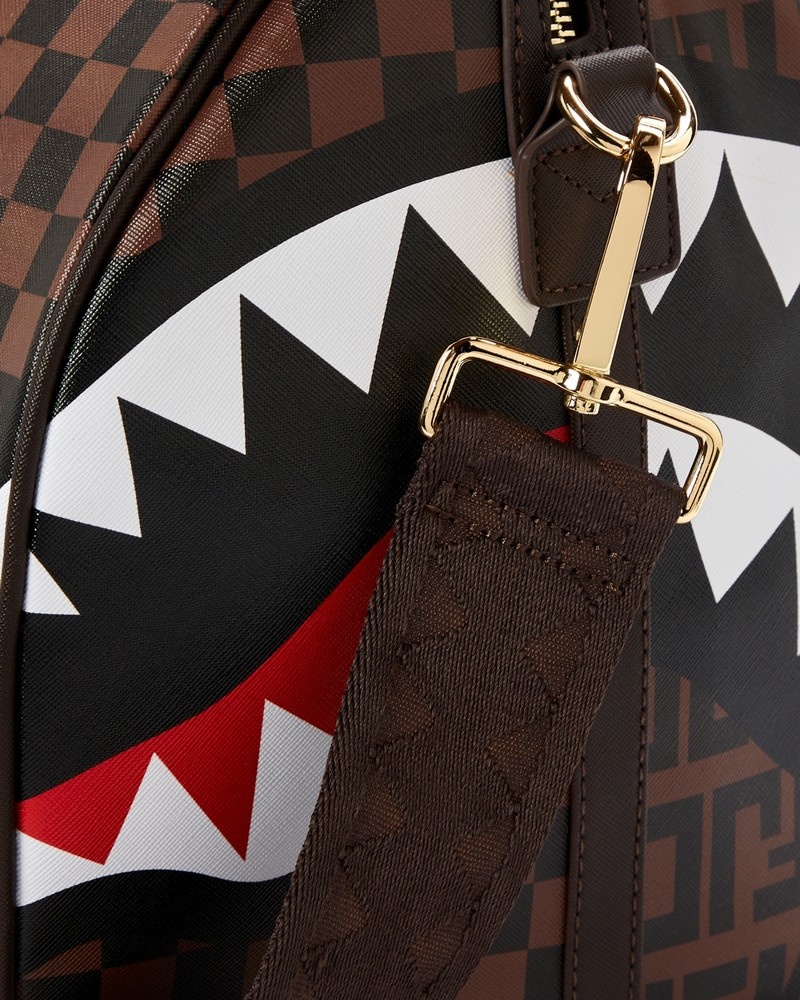 Brown Sprayground Split The Check Men's Duffle Bags | 282734804