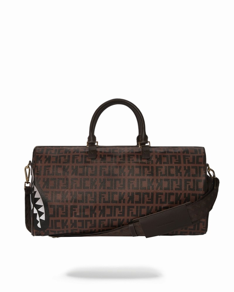 Brown Sprayground Split The Check Men\'s Duffle Bags | 282734804
