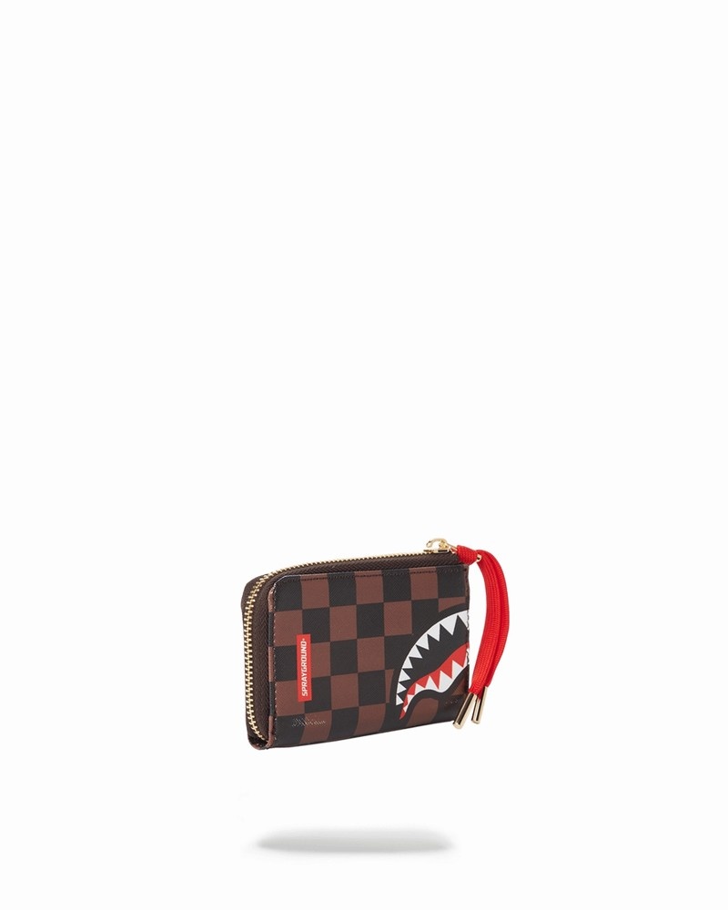 Brown Sprayground Split The Check Men's Wallets | 506595841
