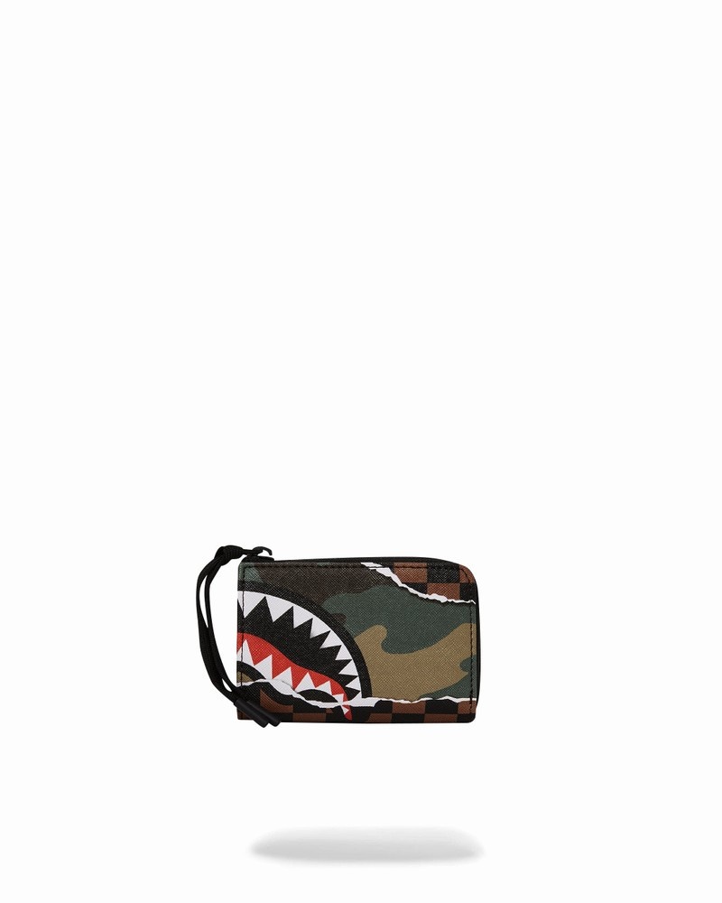 Brown Sprayground Tear It Up Camo Men's Wallets | 884765931