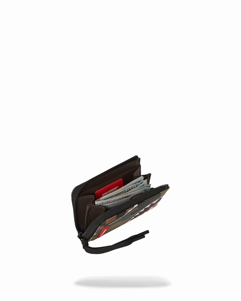 Brown Sprayground Tear It Up Camo Men's Wallets | 884765931