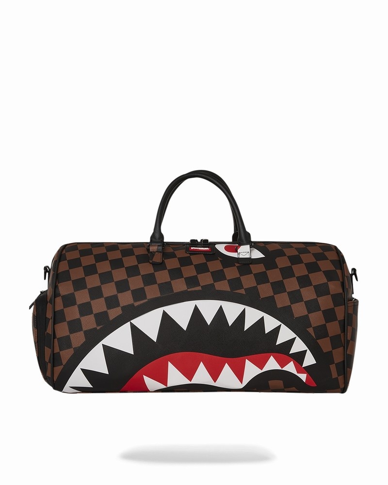 Brown Sprayground The Hangover Shark Men\'s Duffle Bags | 208460028