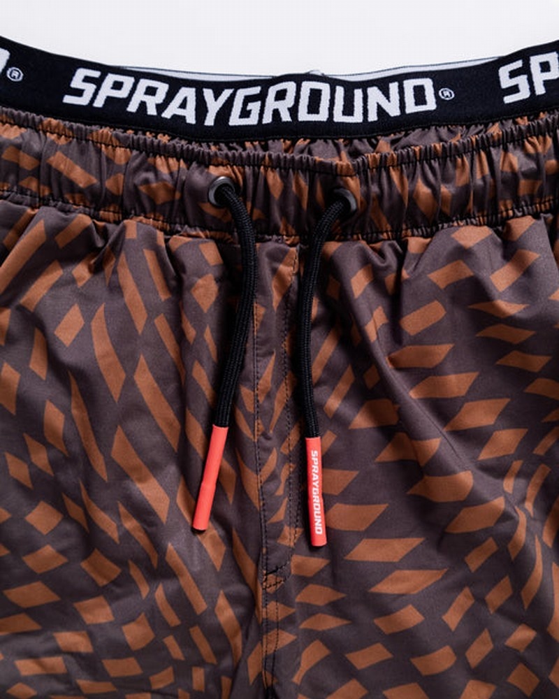 Brown Sprayground Trippy Henny Men's Swim Shorts | 71280061