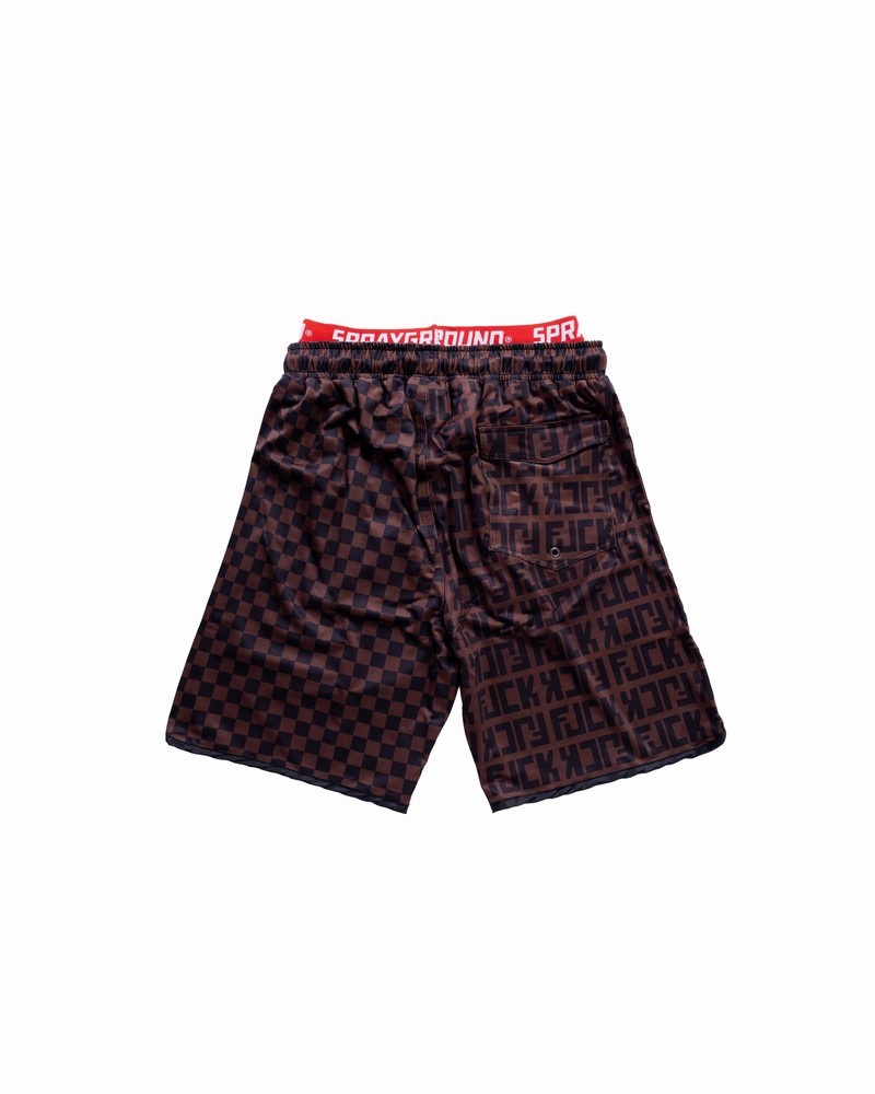 Brown Sprayground Trippy Men's Swim Shorts | 415769705