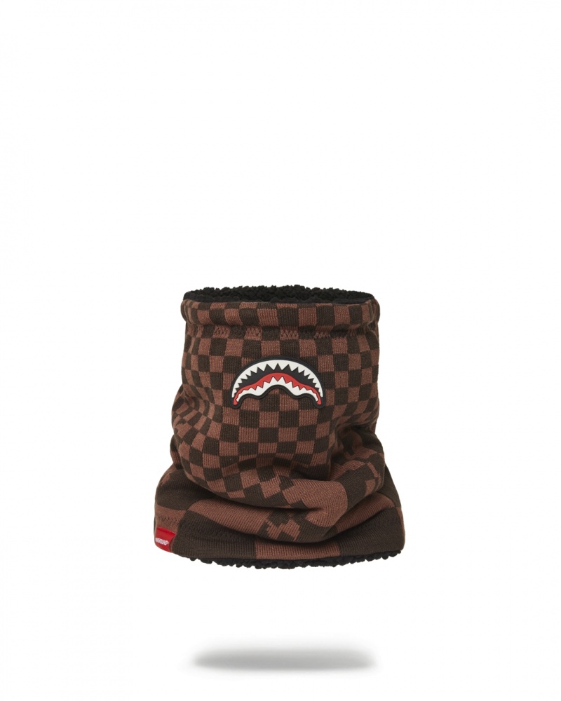 Brown Sprayground Xtc Sharks In Paris Men\'s Neck Warmer | 511009639