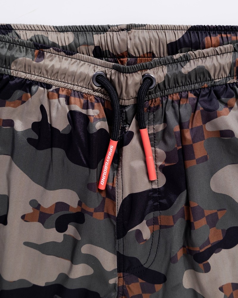 Green Sprayground Camo Checkered Kids' Swim Trunks | 532805842