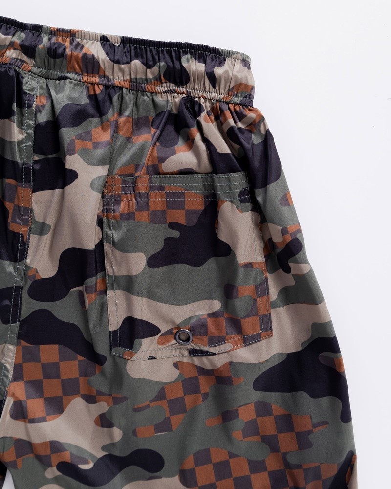 Green Sprayground Camo Checkered Men's Swim Trunks | 515156330