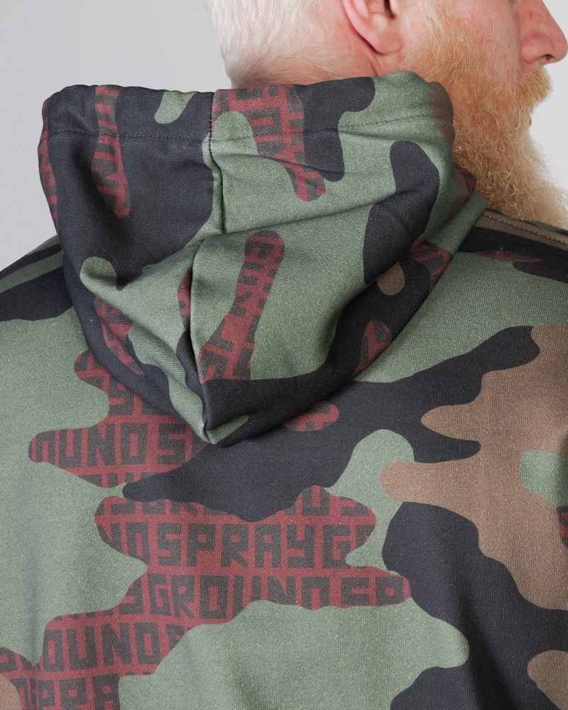 Green Sprayground Camo Patches Men's Hoodie | 65717498