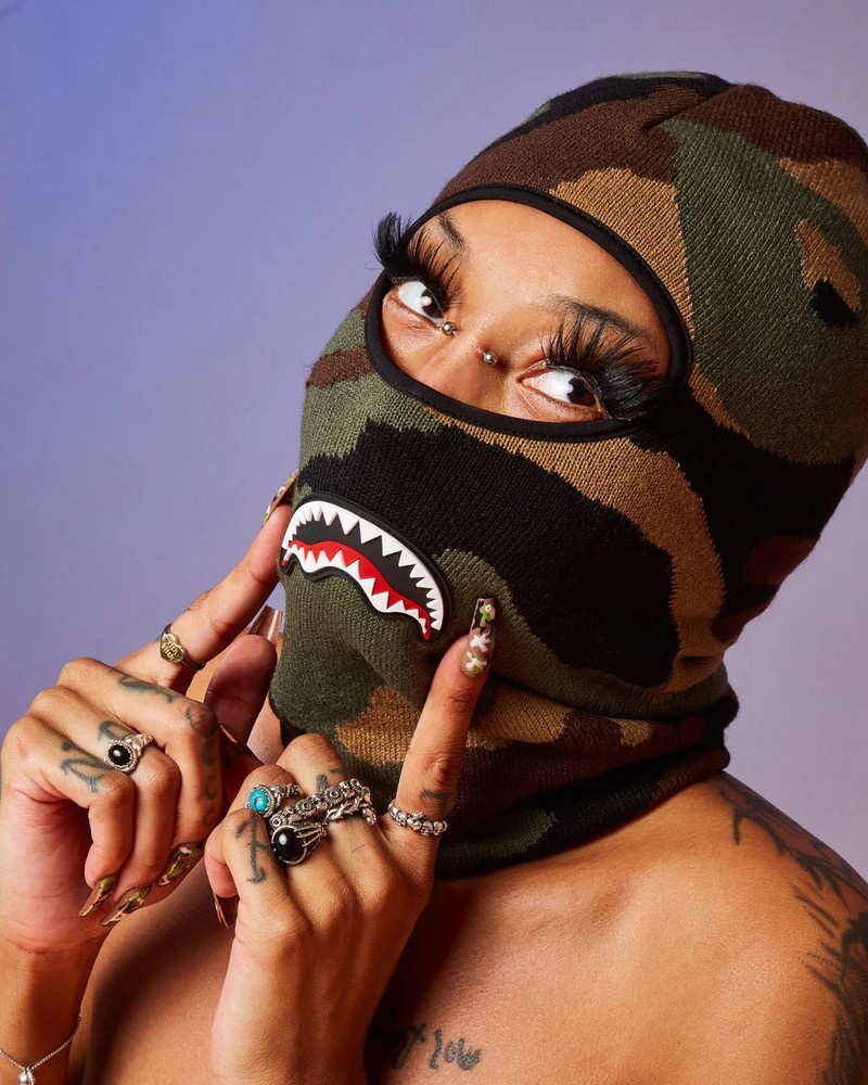 Green Sprayground Camo Trinity Shark Women's Ski Masks | 372092624