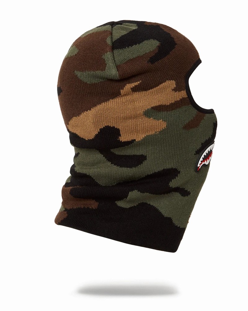 Green Sprayground Camo Trinity Shark Women's Ski Masks | 372092624