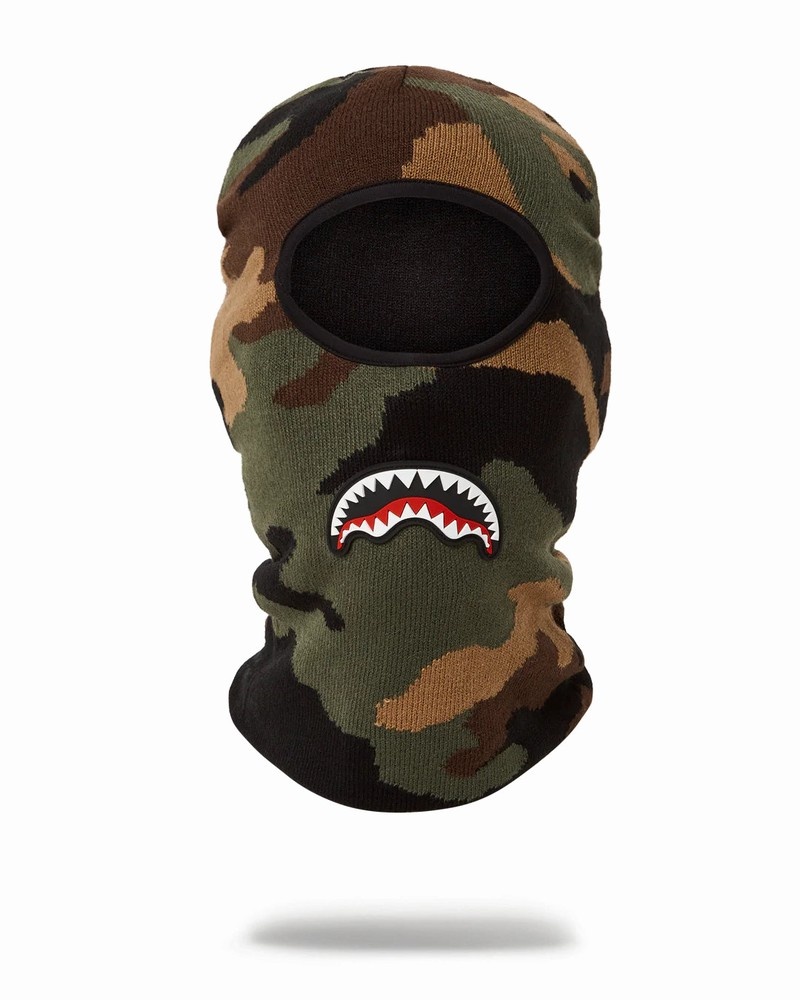 Green Sprayground Camo Trinity Shark Women\'s Ski Masks | 372092624