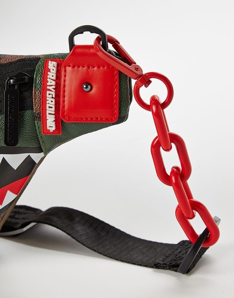 Green Sprayground Camokawa Savvy Chain Men's Waist Bags | 207341604