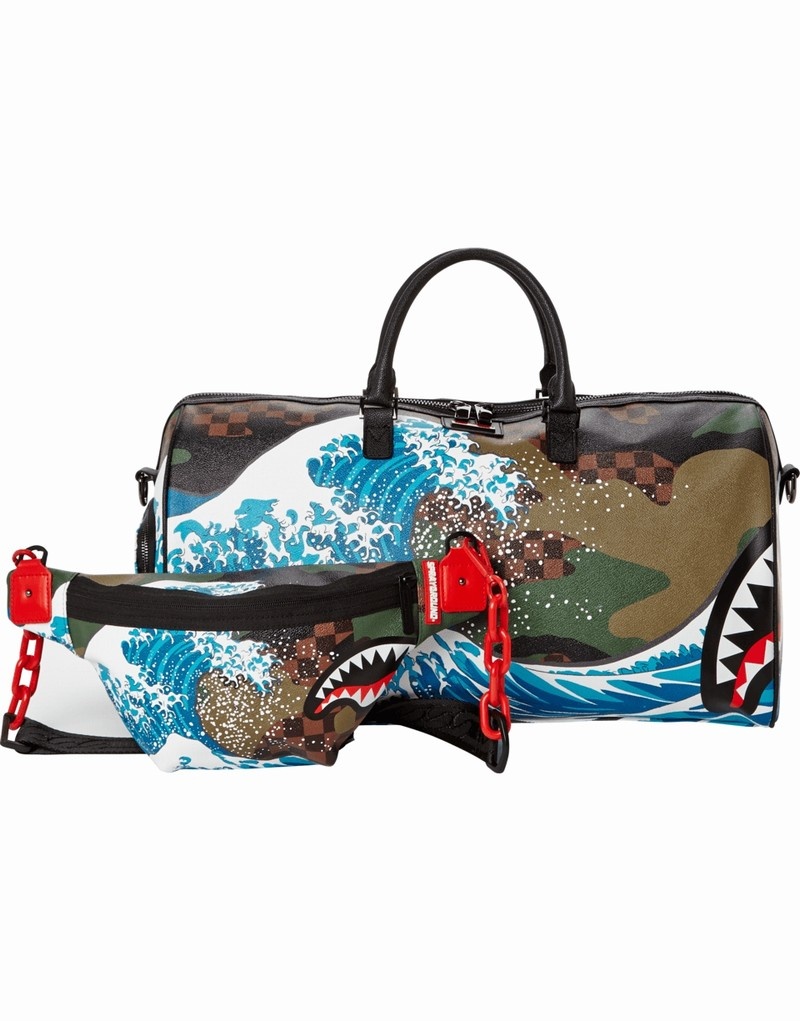 Green Sprayground Camokawa Savvy Chain Men's Waist Bags | 207341604