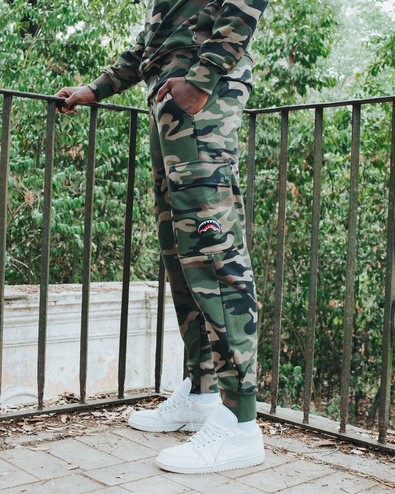 Green Sprayground Joggers Camo Cargo Men\'s Pants | 689282584