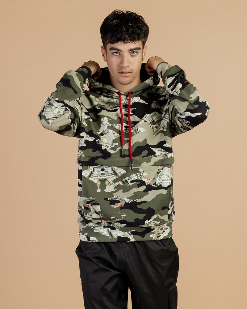 Green Sprayground Money Camo Men\'s Hoodie | 16997236