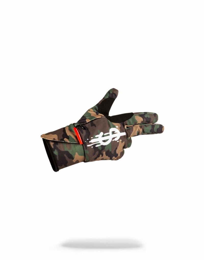 Green Sprayground Money Drips Men's Gloves | 61036204