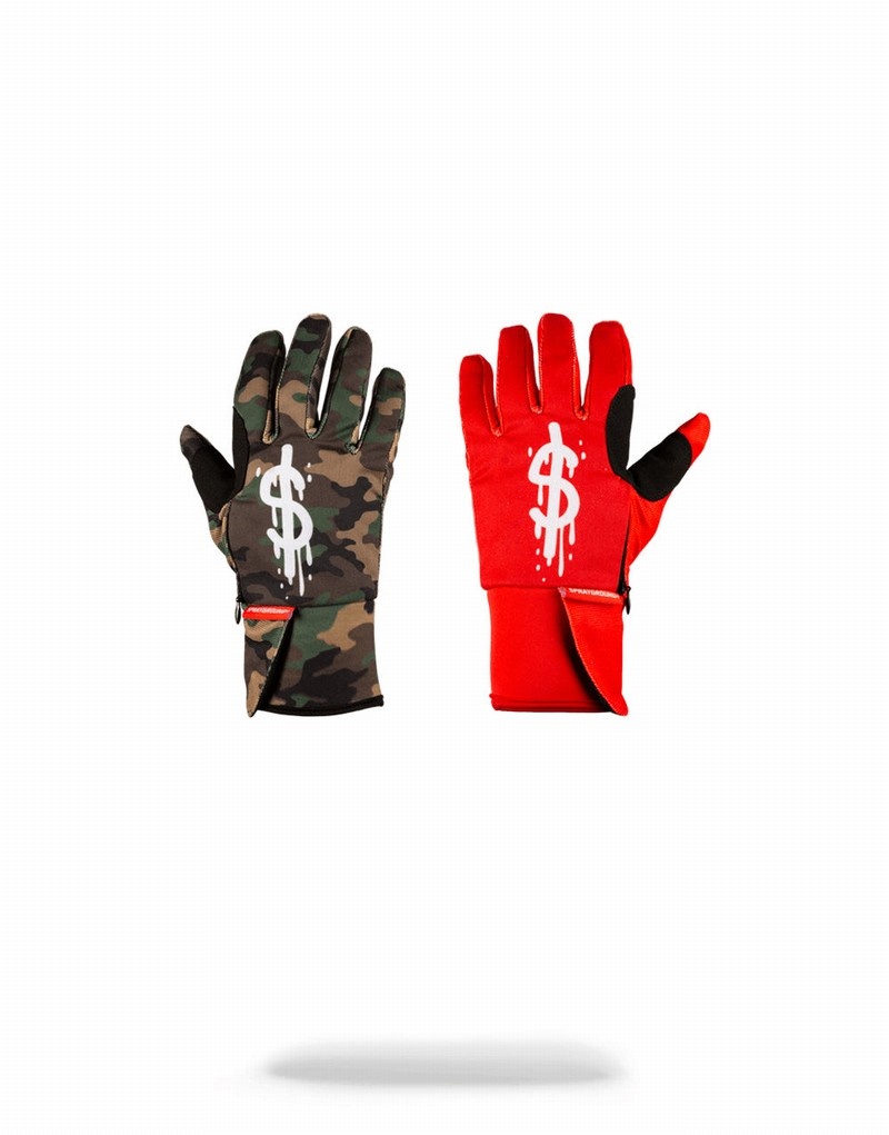 Green Sprayground Money Drips Men\'s Gloves | 61036204