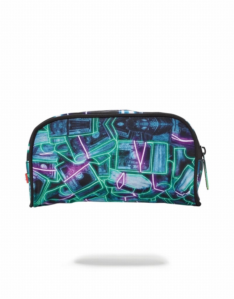 Green Sprayground Neon Money Men's Pouches | 54460085