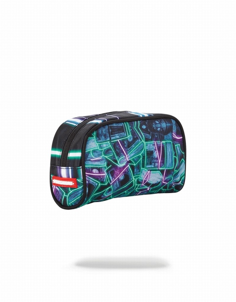 Green Sprayground Neon Money Men's Pouches | 54460085