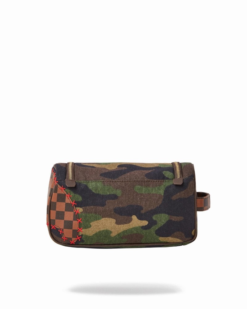 Green Sprayground Pochette Shark Shape Check Men's Toiletry Bags | 483521935