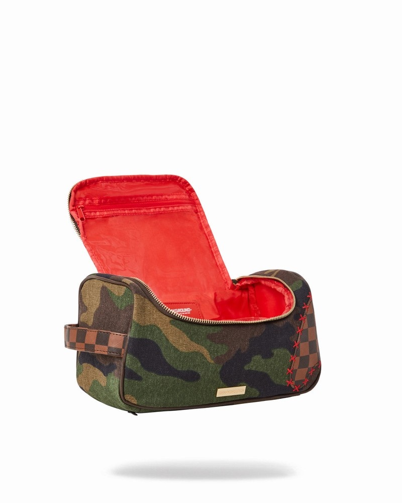 Green Sprayground Pochette Shark Shape Check Men's Toiletry Bags | 483521935