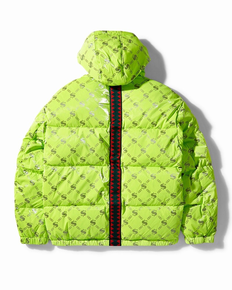 Green Sprayground Sg Logo Glossy Matte Men's Down Jackets | 677979052
