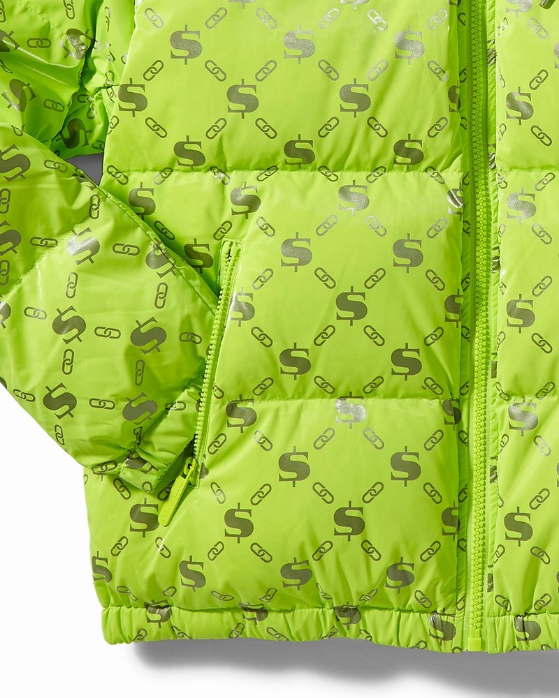 Green Sprayground Sg Logo Glossy Matte Men's Down Jackets | 677979052